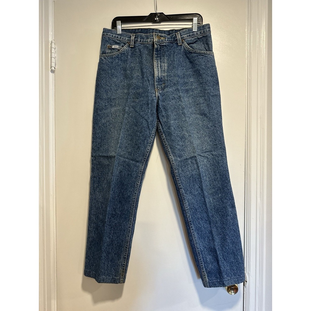 Lee Vintage 80s Acid Wash Baggy Relaxed Fit Tapered Jeans Sz:32x28 Blue Denim